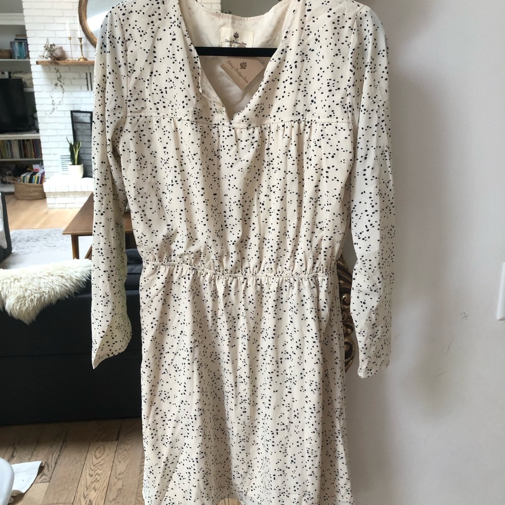 Women's Cream Dot Print Long-Sleeve Dress